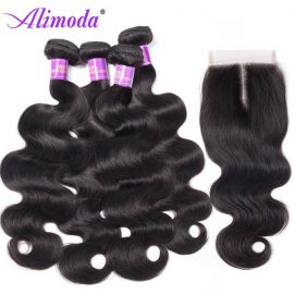 Alimoda hair body wave bundles with closure
