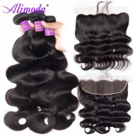 Alimoda hair body wave bundles with frontal