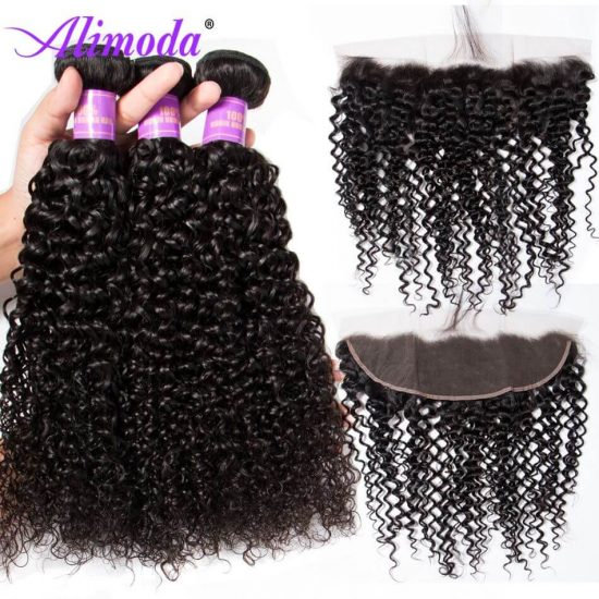 alimoda curly hair bundles with frontal