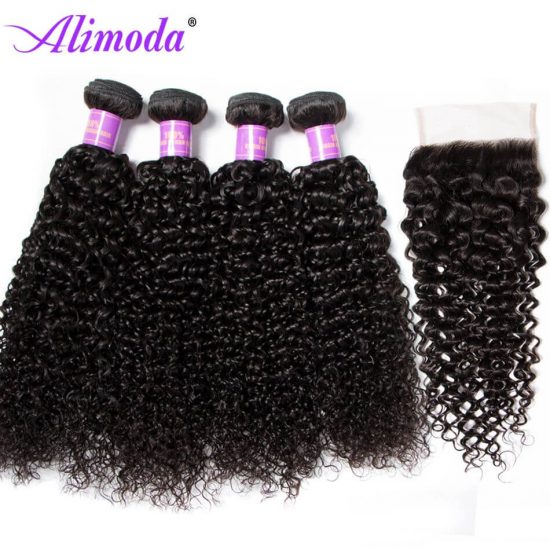 alimoda curly hair bundles with closure