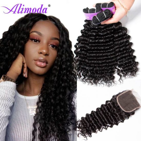 alimoda hair deep wave hair bundles with closure