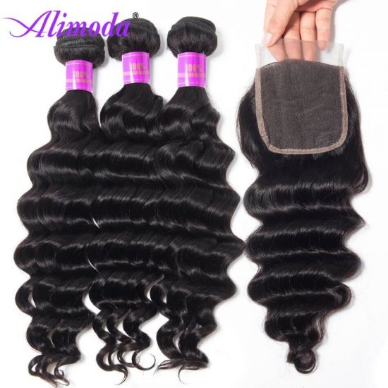 alimoda hair loose deep wave bundles with closure