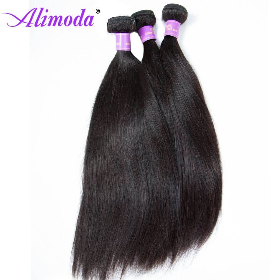 Brazilian Straight Hair 3 Bundles with Lace Frontal | Alimoda Hair