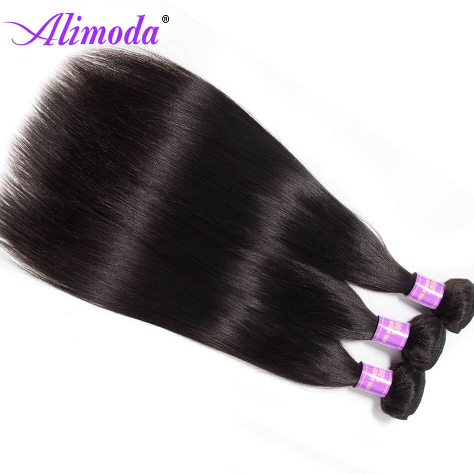 Brazilian Straight Hair 3 Bundles with Lace Frontal | Alimoda Hair
