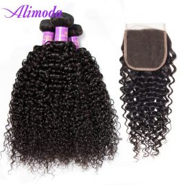 alimoda hair curly wave 3 bundles with closure
