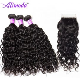 Ali moda hair water wave bundles with closure 6