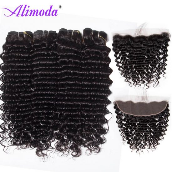 alimoda hair deep wave hair bundles with frontal 4