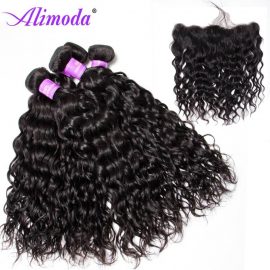 Ali moda hair water wave bundles with frontal 9