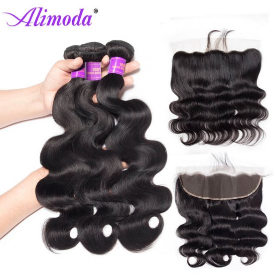 Alimoda hair body wave bundles with frontal 5