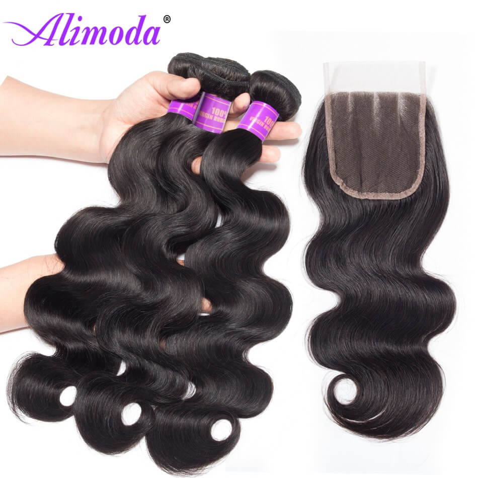 alimoda hair body wave bundles with closure 10