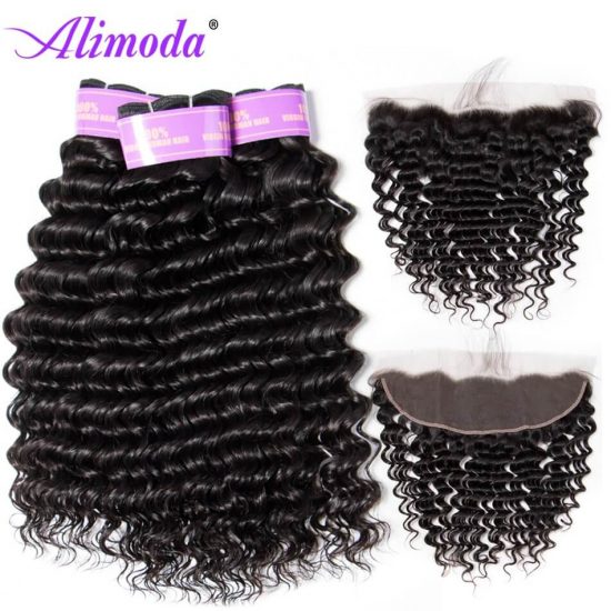 alimoda hair deep wave hair bundles with frontal 5