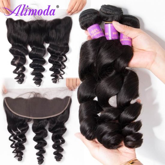 alimoda hair loose wave bundles with frontal 4